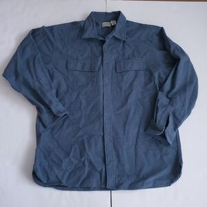 L.L. Bean Blue Chamois Cloth Casual Button Down Shirt Men's Size XL